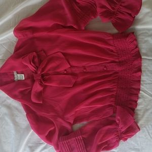 Sheer button and tie blouse